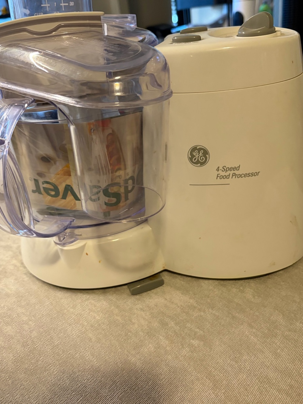 4-Speed Food Processor in White with Clear Work Bowl